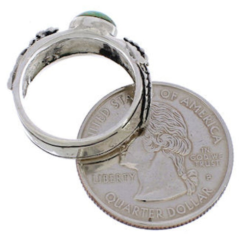 Silver Turquoise Flower Southwestern Jewelry Ring Size 6-1/4 TX28142